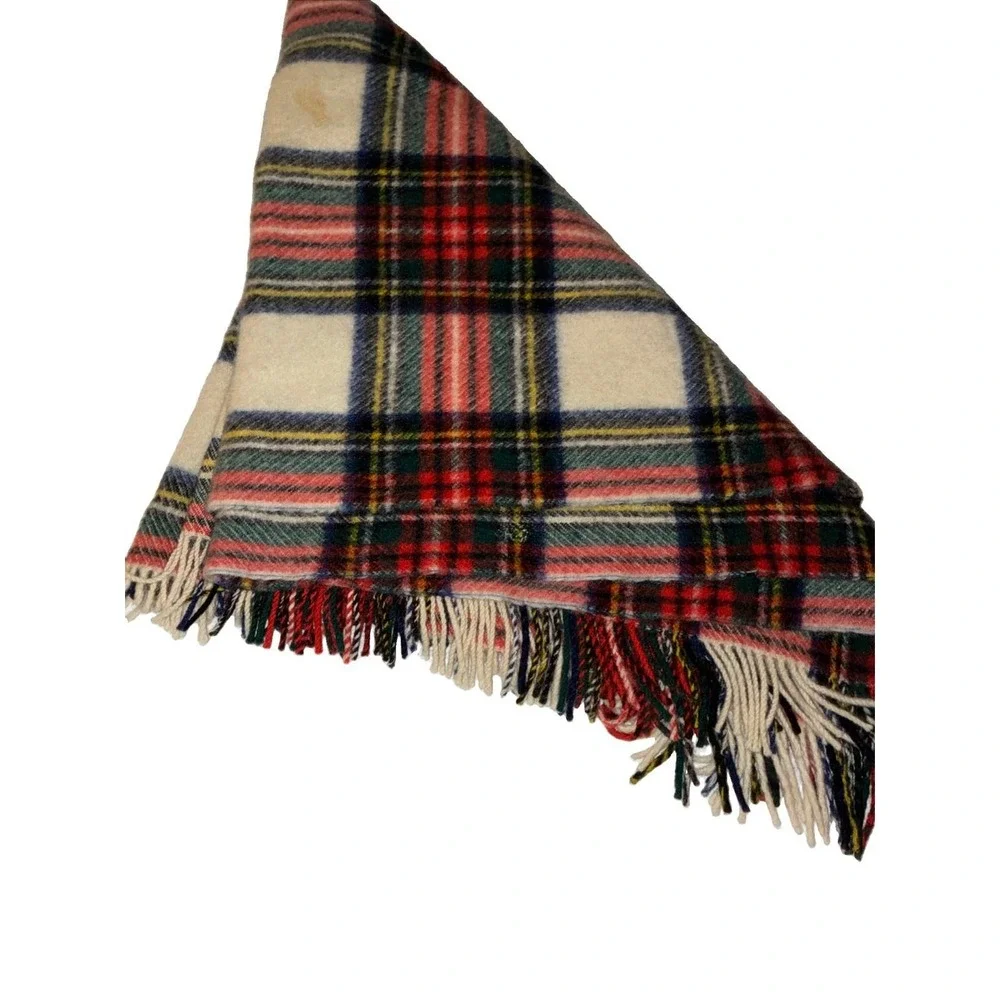 Connemara Foxford Rug Vintage 100% Wool Plaid Stadium Throw Blanket 63X56